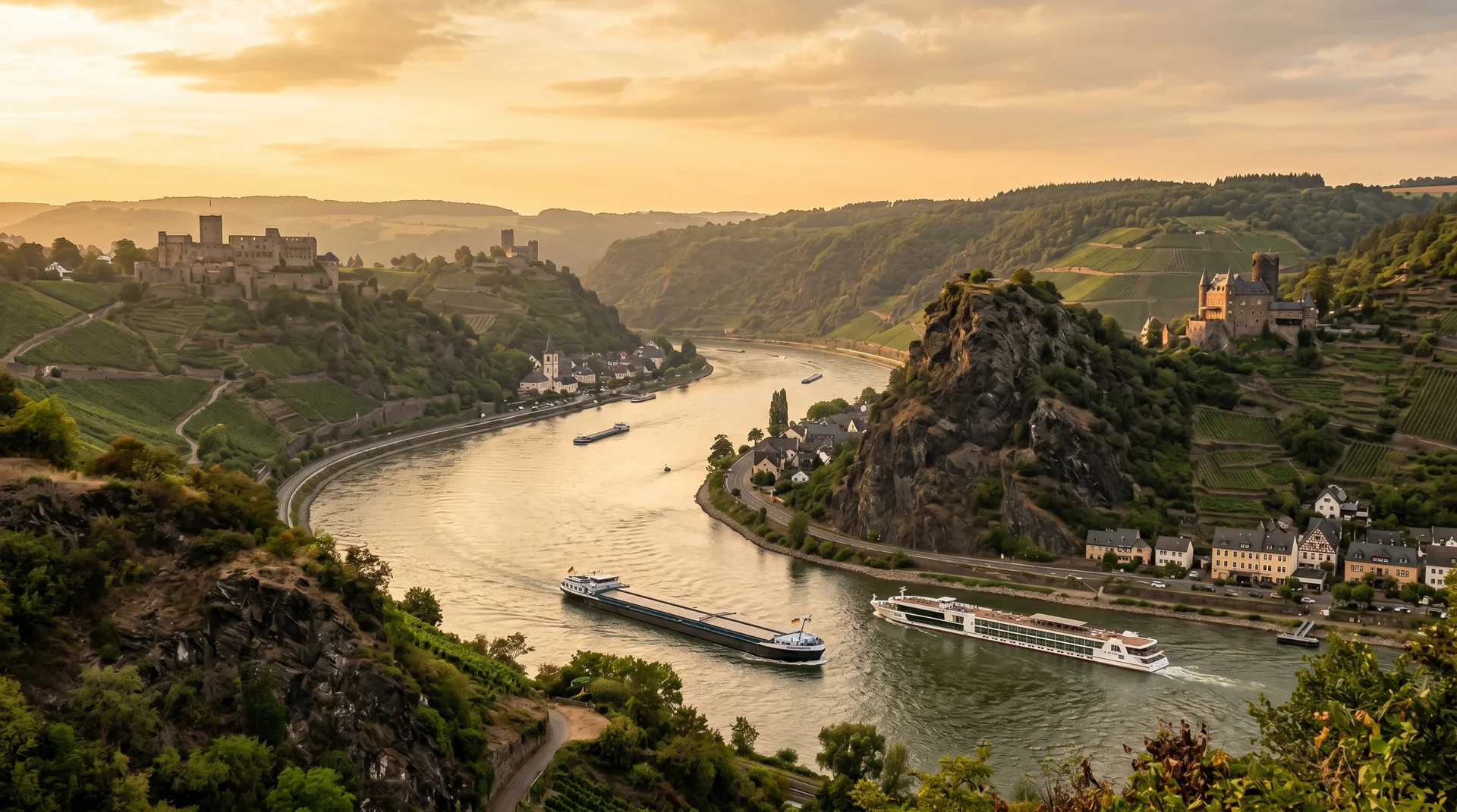 Wohnmobil-Reisemotiv am Rhein als Einstieg in die Deutschland-Planung mit MatchMyCamp.